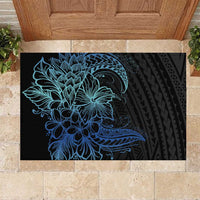 Floral Polynesian Hibiscus Tattoo Rubber Doormat Blue Gradient Style LT9 Blue - Polynesian Pride