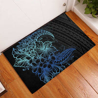Floral Polynesian Hibiscus Tattoo Rubber Doormat Blue Gradient Style LT9 - Polynesian Pride
