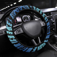 Floral Polynesian Hibiscus Tattoo Steering Wheel Cover Blue Gradient Style LT9 Universal Fit Blue - Polynesian Pride