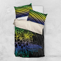 Floral Polynesian Hibiscus Tattoo Bedding Set Green Gradient Style LT9 US Twin 172cm x 218cm Green - Polynesian Pride