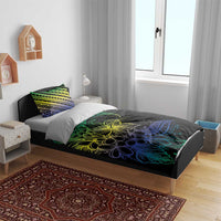 Floral Polynesian Hibiscus Tattoo Bedding Set Green Gradient Style LT9 - Polynesian Pride