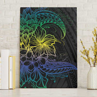 Floral Polynesian Hibiscus Tattoo Canvas Wall Art Green Gradient Style LT9 Without Frame Green - Polynesian Pride