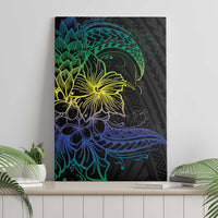 Floral Polynesian Hibiscus Tattoo Canvas Wall Art Green Gradient Style LT9 - Polynesian Pride
