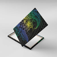 Floral Polynesian Hibiscus Tattoo Canvas Wall Art Green Gradient Style LT9 With Frame Green - Polynesian Pride