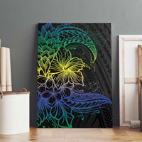 Floral Polynesian Hibiscus Tattoo Canvas Wall Art Green Gradient Style LT9 - Polynesian Pride