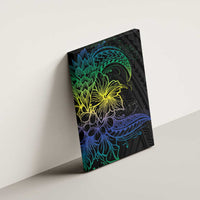 Floral Polynesian Hibiscus Tattoo Canvas Wall Art Green Gradient Style LT9 - Polynesian Pride