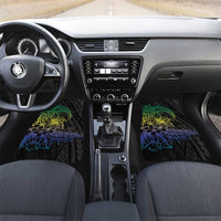 Floral Polynesian Hibiscus Tattoo Car Mats Green Gradient Style LT9 Set 2pcs - Front Green - Polynesian Pride
