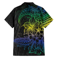 Floral Polynesian Hibiscus Tattoo Family Matching Tank Maxi Dress and Hawaiian Shirt Green Gradient Style