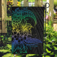 Floral Polynesian Hibiscus Tattoo Garden Flag Green Gradient Style LT9 Garden Flag Green - Polynesian Pride