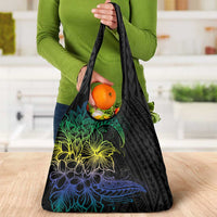 Floral Polynesian Hibiscus Tattoo Grocery Bag Green Gradient Style LT9 - Polynesian Pride