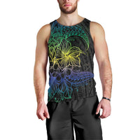 Floral Polynesian Hibiscus Tattoo Men Tank Top Green Gradient Style LT9 - Polynesian Pride