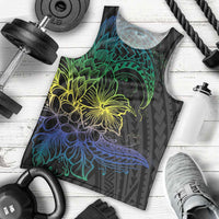 Floral Polynesian Hibiscus Tattoo Men Tank Top Green Gradient Style LT9 - Polynesian Pride