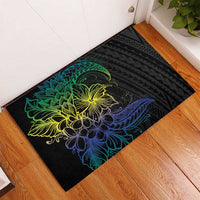 Floral Polynesian Hibiscus Tattoo Rubber Doormat Green Gradient Style LT9 - Polynesian Pride