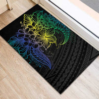 Floral Polynesian Hibiscus Tattoo Rubber Doormat Green Gradient Style LT9 - Polynesian Pride