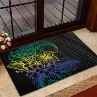 Floral Polynesian Hibiscus Tattoo Rubber Doormat Green Gradient Style LT9 - Polynesian Pride
