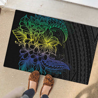 Floral Polynesian Hibiscus Tattoo Rubber Doormat Green Gradient Style LT9 - Polynesian Pride