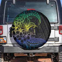 Floral Polynesian Hibiscus Tattoo Spare Tire Cover Green Gradient Style LT9 Green - Polynesian Pride