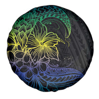 Floral Polynesian Hibiscus Tattoo Spare Tire Cover Green Gradient Style LT9 - Polynesian Pride