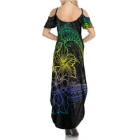 Floral Polynesian Hibiscus Tattoo Summer Maxi Dress Green Gradient Style LT9 - Polynesian Pride