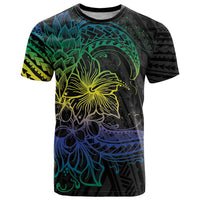 Floral Polynesian Hibiscus Tattoo T Shirt Green Gradient Style LT9 Green - Polynesian Pride