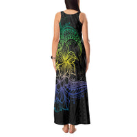 Floral Polynesian Hibiscus Tattoo Tank Maxi Dress Green Gradient Style LT9 - Polynesian Pride