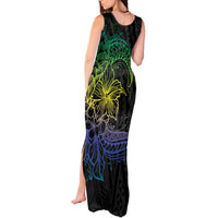 Floral Polynesian Hibiscus Tattoo Tank Maxi Dress Green Gradient Style LT9 - Polynesian Pride