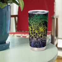 Floral Polynesian Hibiscus Tattoo Tumbler Cup Green Gradient Style LT9 - Polynesian Pride