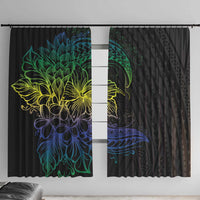 Floral Polynesian Hibiscus Tattoo Window Curtain Green Gradient Style LT9 With Hooks Green - Polynesian Pride