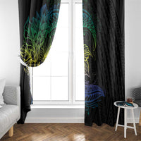 Floral Polynesian Hibiscus Tattoo Window Curtain Green Gradient Style LT9 - Polynesian Pride