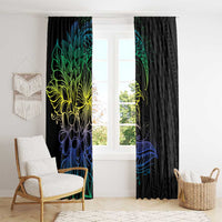 Floral Polynesian Hibiscus Tattoo Window Curtain Green Gradient Style LT9 - Polynesian Pride