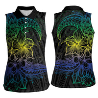 Floral Polynesian Hibiscus Tattoo Women Sleeveless Polo Shirt Green Gradient Style LT9 - Polynesian Pride