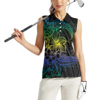 Floral Polynesian Hibiscus Tattoo Women Sleeveless Polo Shirt Green Gradient Style LT9 - Polynesian Pride