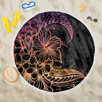 Floral Polynesian Hibiscus Tattoo Beach Blanket Peach Gradient Style LT9 One Size 150cm Peach - Polynesian Pride