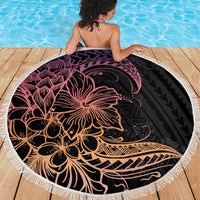 Floral Polynesian Hibiscus Tattoo Beach Blanket Peach Gradient Style LT9 - Polynesian Pride