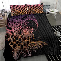 Floral Polynesian Hibiscus Tattoo Bedding Set Peach Gradient Style LT9 - Polynesian Pride