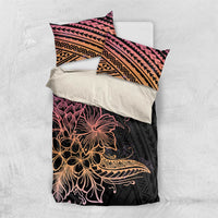 Floral Polynesian Hibiscus Tattoo Bedding Set Peach Gradient Style LT9 US Twin 172cm x 218cm Peach - Polynesian Pride