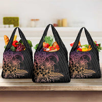 Floral Polynesian Hibiscus Tattoo Grocery Bag Peach Gradient Style LT9 3-pack One Size Peach - Polynesian Pride