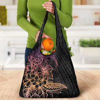 Floral Polynesian Hibiscus Tattoo Grocery Bag Peach Gradient Style LT9 - Polynesian Pride