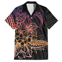 Floral Polynesian Hibiscus Tattoo Hawaiian Shirt Peach Gradient Style LT9 Peach - Polynesian Pride