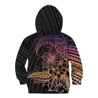 Floral Polynesian Hibiscus Tattoo Kid Hoodie Peach Gradient Style