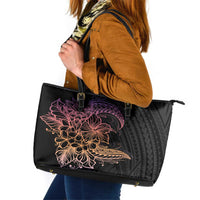 Floral Polynesian Hibiscus Tattoo Leather Tote Bag Peach Gradient Style LT9 Peach - Polynesian Pride