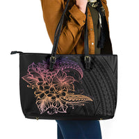 Floral Polynesian Hibiscus Tattoo Leather Tote Bag Peach Gradient Style LT9 - Polynesian Pride