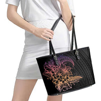 Floral Polynesian Hibiscus Tattoo Leather Tote Bag Peach Gradient Style LT9 - Polynesian Pride