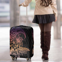 Floral Polynesian Hibiscus Tattoo Luggage Cover Peach Gradient Style