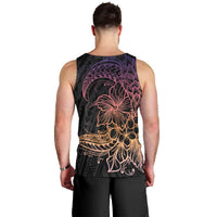 Floral Polynesian Hibiscus Tattoo Men Tank Top Peach Gradient Style LT9 - Polynesian Pride