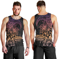 Floral Polynesian Hibiscus Tattoo Men Tank Top Peach Gradient Style LT9 - Polynesian Pride