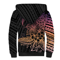 Floral Polynesian Hibiscus Tattoo Sherpa Hoodie Peach Gradient Style LT9 - Polynesian Pride
