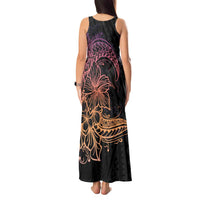 Floral Polynesian Hibiscus Tattoo Tank Maxi Dress Peach Gradient Style LT9 - Polynesian Pride