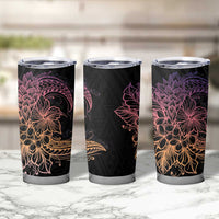 Floral Polynesian Hibiscus Tattoo Tumbler Cup Peach Gradient Style LT9 - Polynesian Pride