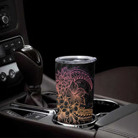 Floral Polynesian Hibiscus Tattoo Tumbler Cup Peach Gradient Style LT9 - Polynesian Pride